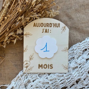 Carte étape personnalisée - Fleurs -  Carte souvenir de maternité - rond de naissance bébé - idée cadeau naissance personnalisée