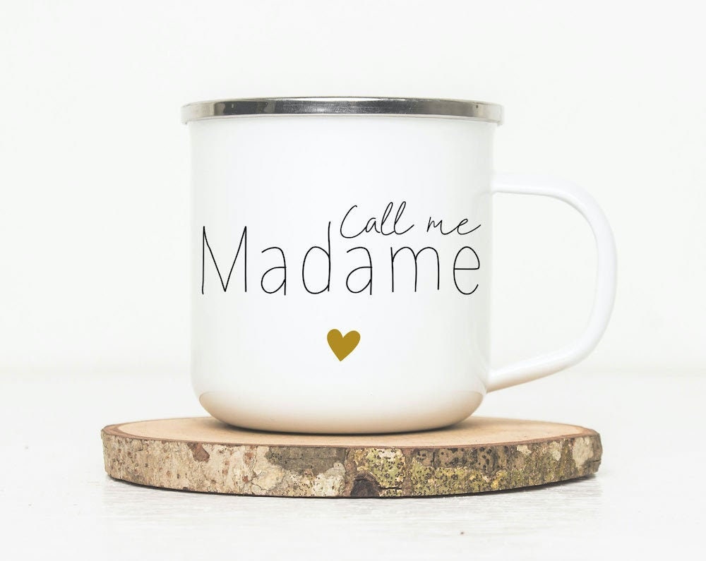Mug en Métal Émaillé - Call Me Madame Idée Cadeau Originale Pour Jeune Mariée Tasse de La Cadeau Mar