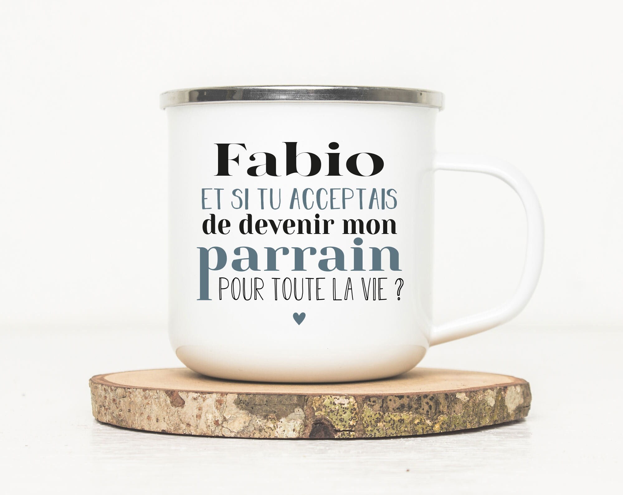 Mug Métal Émaillé Personnalisé - et Si Tu Acceptais de Devenir Mon Parrain Tasse Parrain Annonce Gro