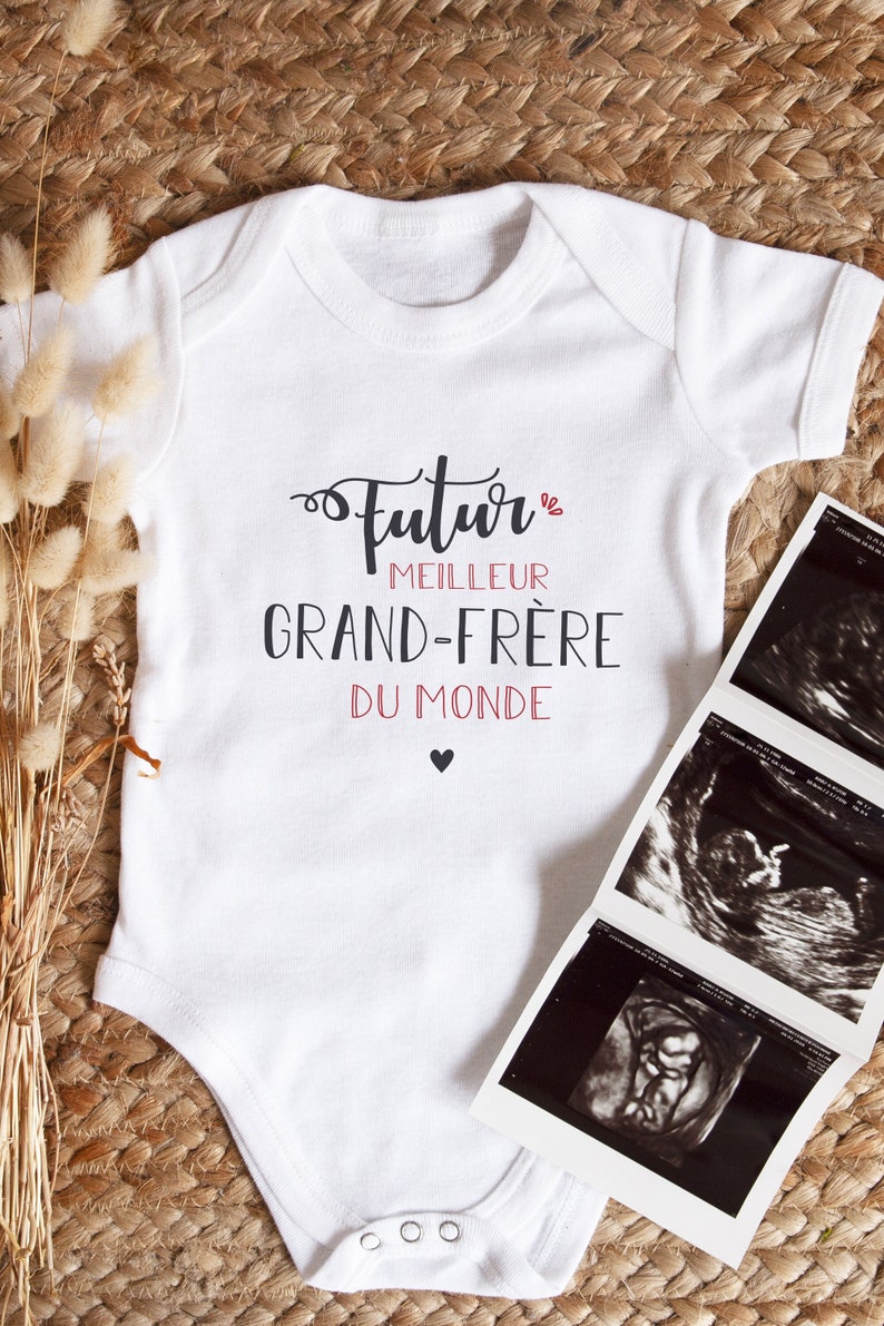 baby bodysuit Future best big brother in the world Personalized baby bodysuit Bodysuit with text to personalize Pregnancy announcement image 1