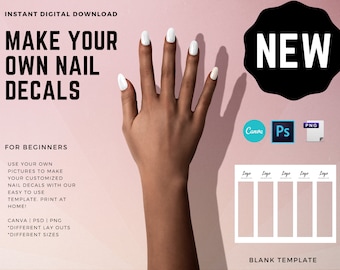 Modelos de decalques para unhas de toboágua digital - download instantâneo | Inclui 1 modelo de unhas totalmente personalizável