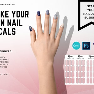 Digital Nail Template for Long fake nails | Nail water decals
