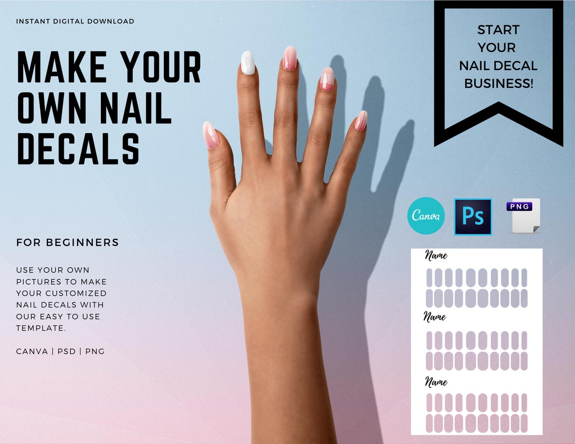 Waterslide Nail Decal Template