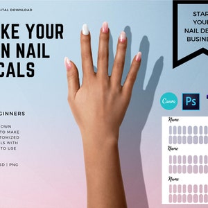 Digital Waterslide Nail Decal Template - Instant Download | Includes 1 fully customizable nail template