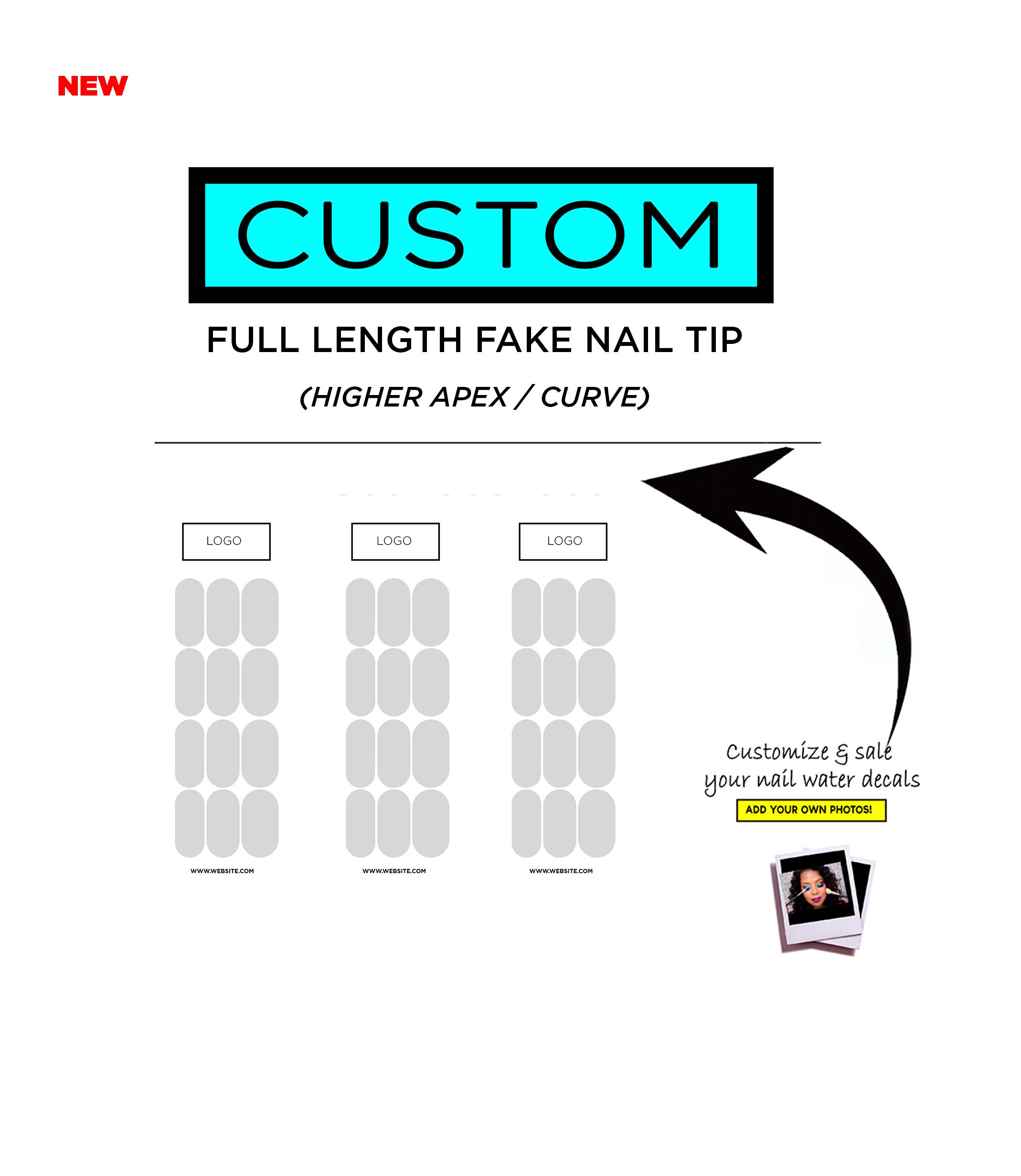 Digital Nail Template for Long Fake Nails | Nail Water Decals - Etsy
