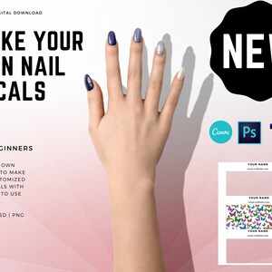 Digital Waterslide Nail DecalsTemplates - Instant Download | Includes 1 fully customizable nail template