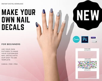 Modelos de decalques para unhas de toboágua digital - download instantâneo | Inclui 1 modelo de unhas totalmente personalizável