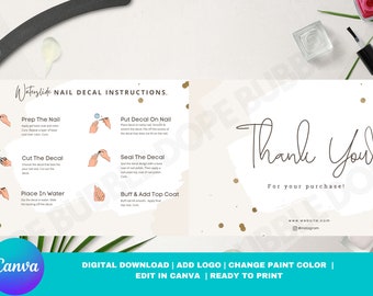 Waterslide Nail Decal Instructions | How to Apply Card | Packaging Insert
