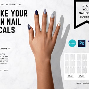 Custom Nail Decal Template for Long Nails (50mm) (Digital Download)