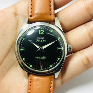 HMT Pilot Rare Vintage wrist watch mechanical watch for men 17J analog winding pre-owned
