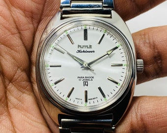 Vintage HMT KOHINOOR 17J. Manual Winding vintage watch Beautiful White dial Stainless Steel mechanical vintage watch