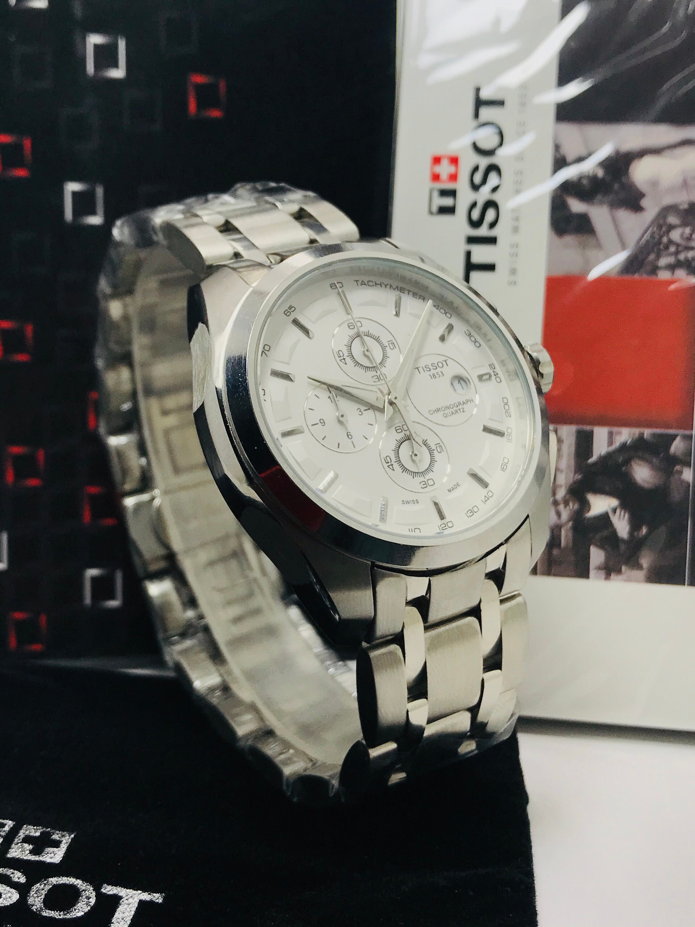 TISSOT Tachymeter Chronograph White Swiss Made Luxury Watch Etsy