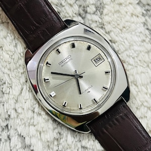 Vintage Rare Seiko Automatic 17Jewels Silver Dial Movement No.7005-8040 @Date Men&#39;s Wrist Watch~ Japan Made~ Gift for him