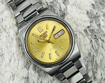 Seiko 5 Automatic Vintage Men's Watch 7009-3110 Two Tone Gold Dial