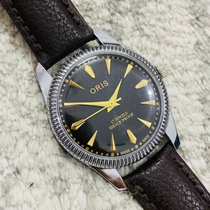 Rare Vintage ORIS Black Dial Hand Winding FHF Movement ST-96 Swiss Wrist Watch~ Swiss Made~ Gift for her/him ~Christmas Sale