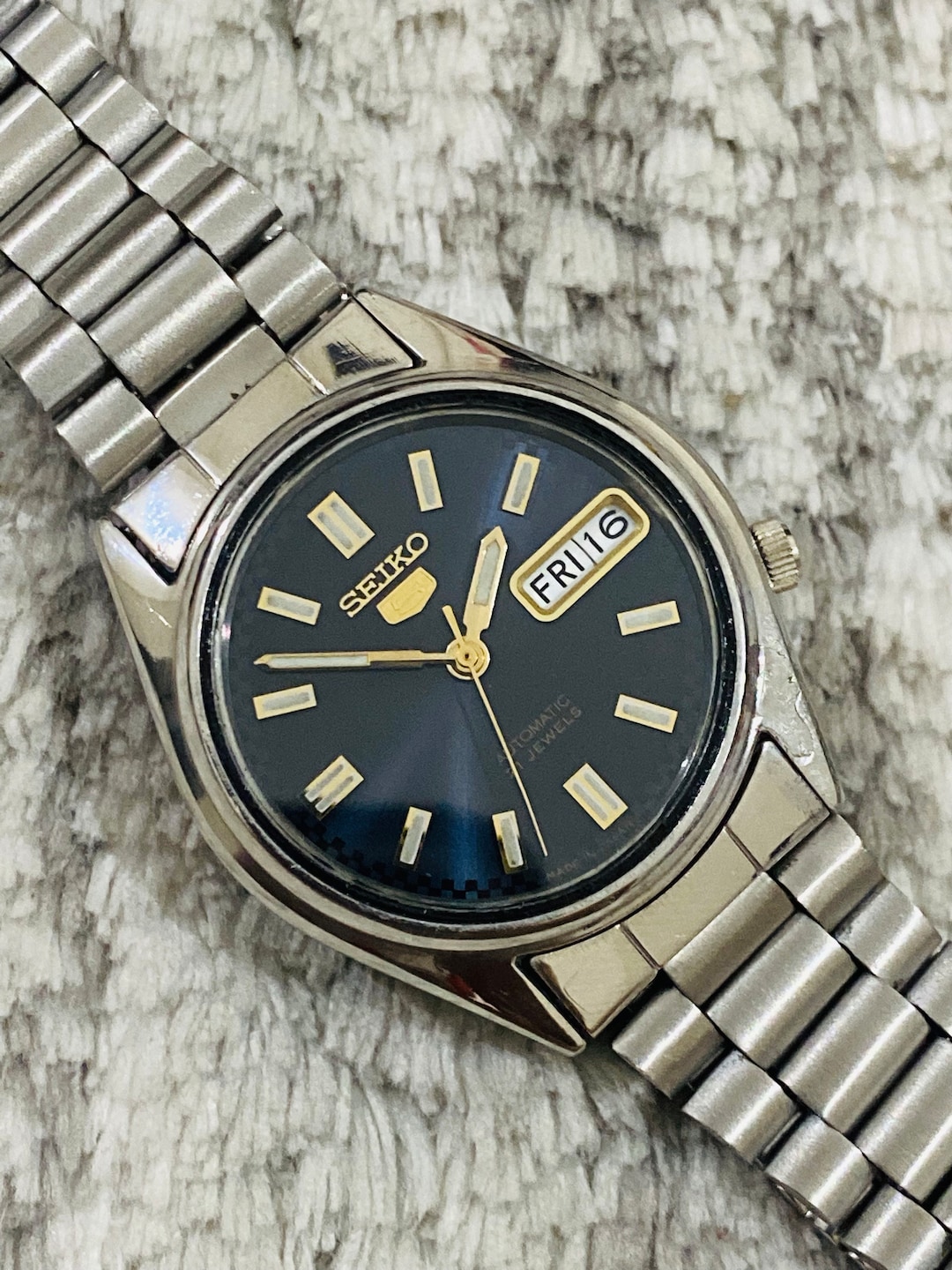 m3251 SEIKO 5 AUTOMATIC 7009-6000 腕時計 Vintage Seiko 5 Automatic Watch, Blue Dial, 21 Jewels, Day/date - Etsy