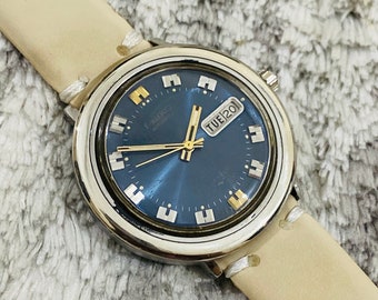 Vintage Seiko Automatic Watch, Blue Dial, Day/Date, 17 Jewels