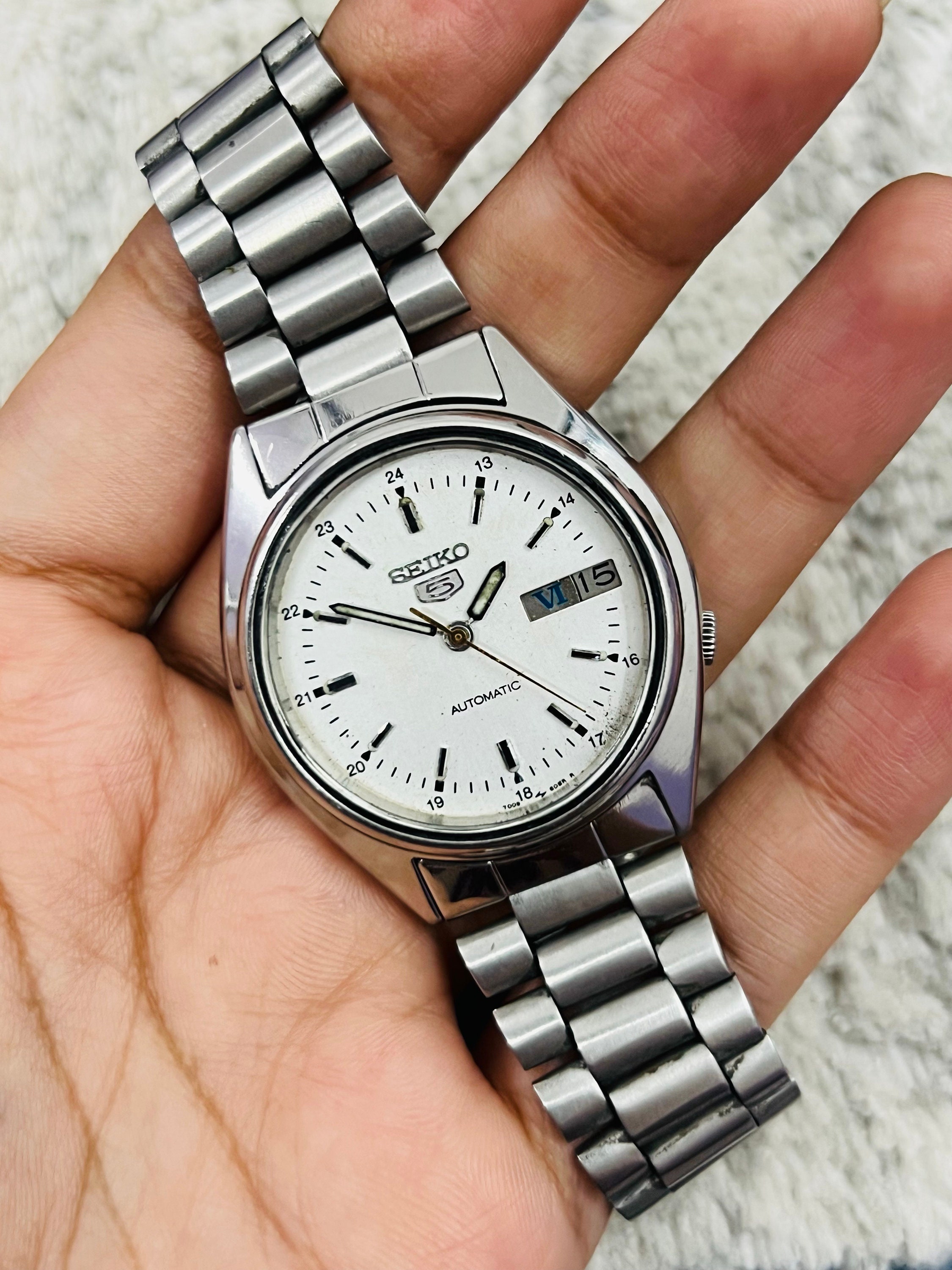 Vintage Rare Seiko 5 Automatic White Dial Movement No.7009