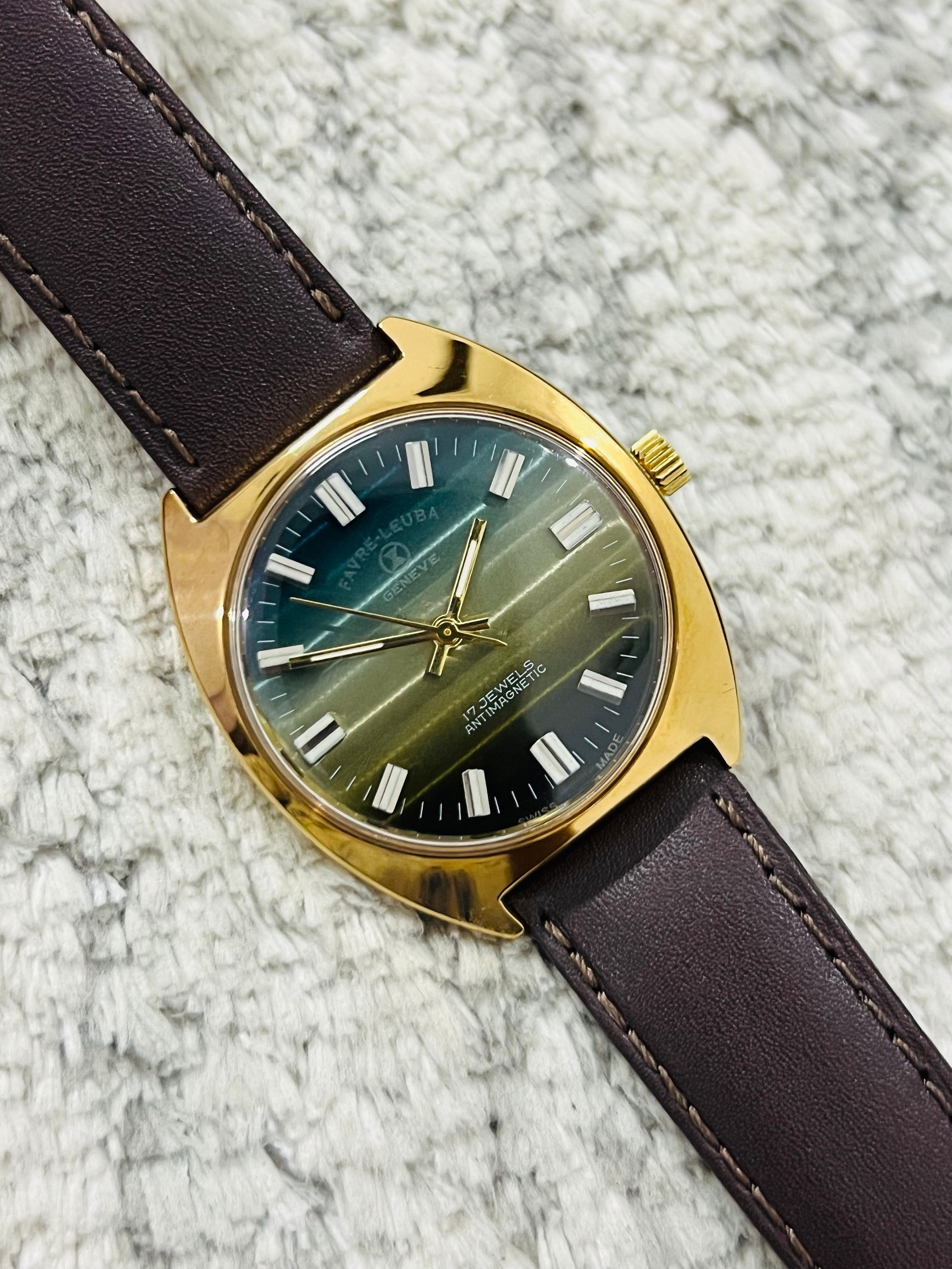 時計 Vintage Watch FAVRE-LEUBA SANDOW Cal.101 Vintage Favre Leuba Sandow Black Dial Mechanical Handwinding