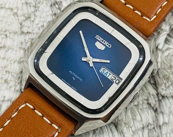 ヴィンテージ レア オリジナル セイコー 5 自動巻き ブルー ダイヤル
