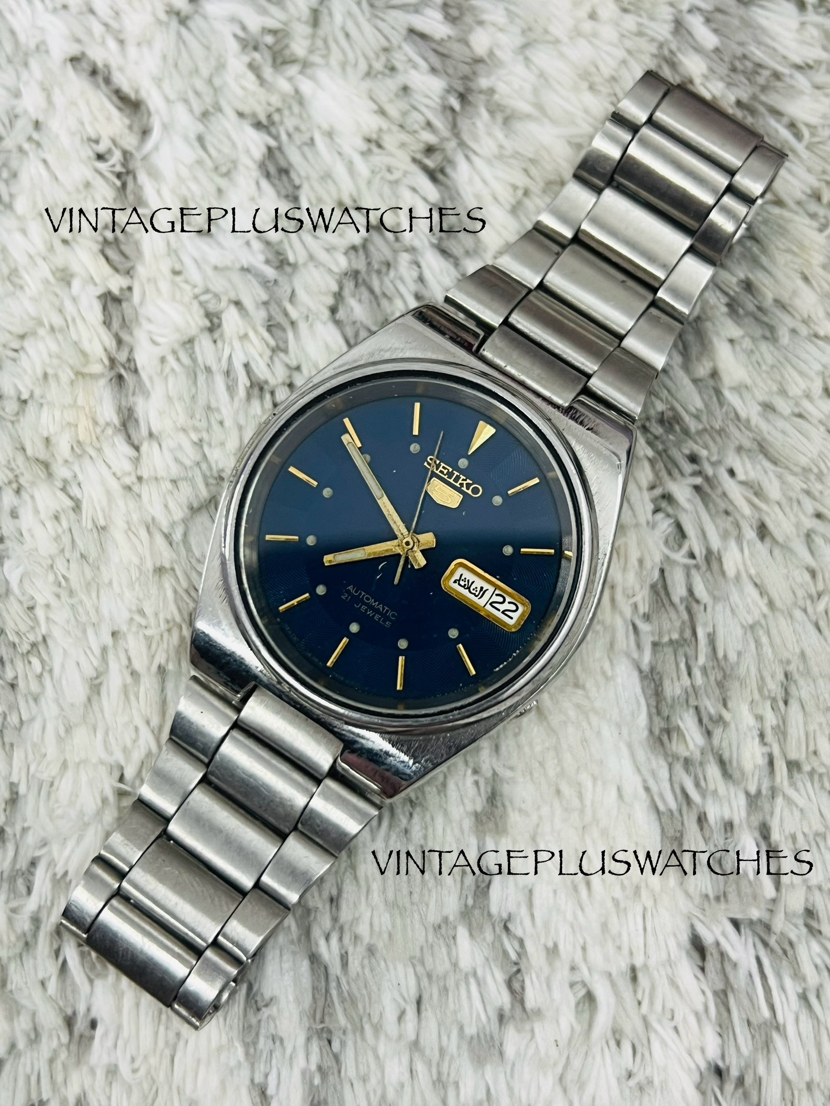 Vintage Seiko 5 Automatic Movement No.7s26-3031 Blue Dial Day/date