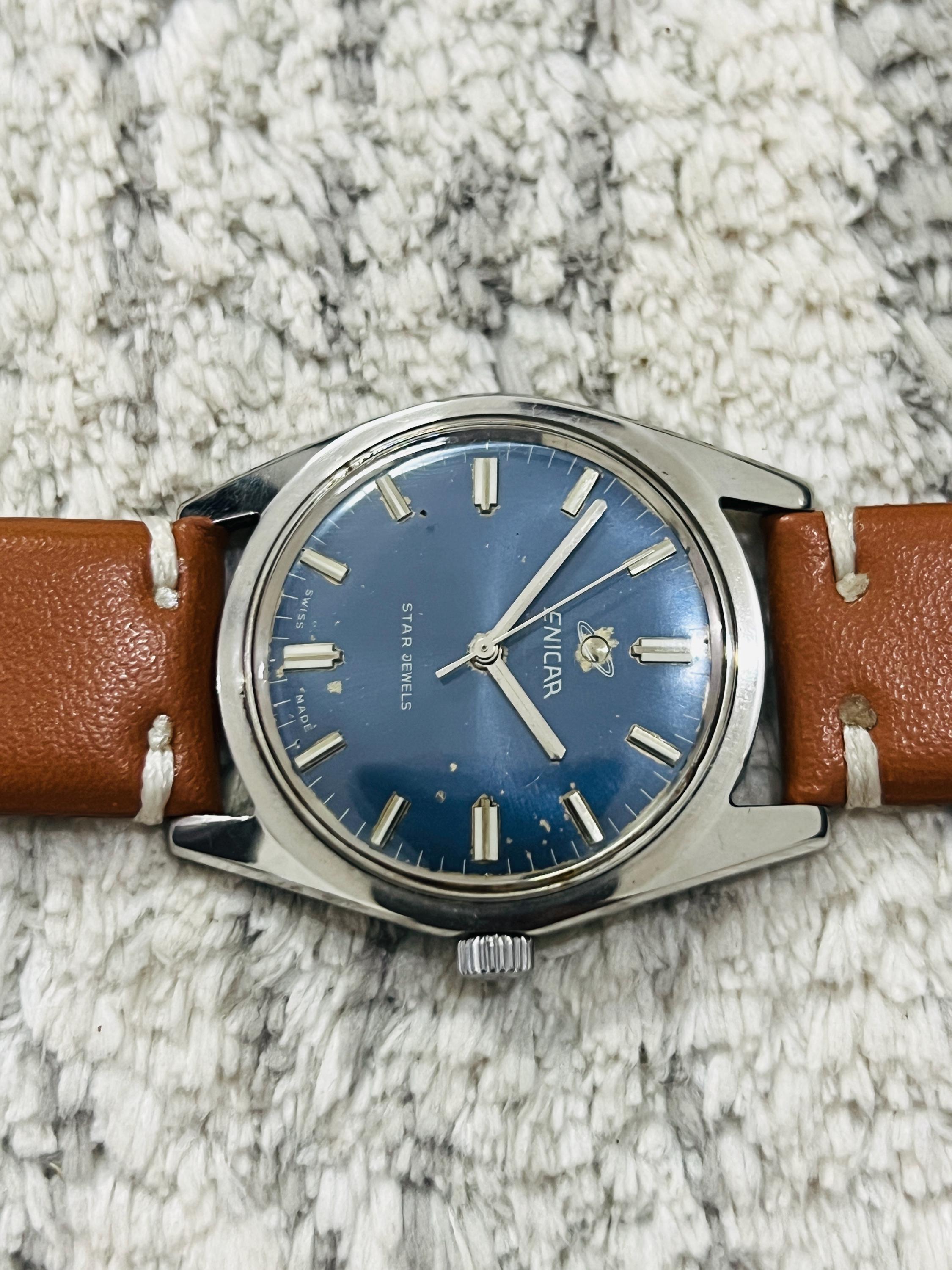 ヴィンテージ エニカ 17スタージュエル 手巻き ブルーダイヤル スイス