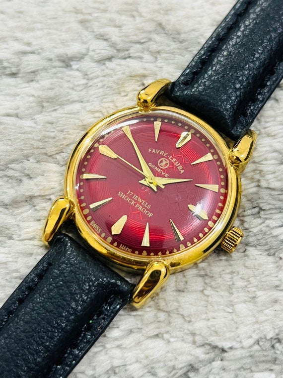 Buy Rare Vintage Favre Leuba Geneve Handwinding Red Dial With Tear