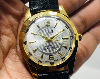 Rare Vintage ORIS White Dial Hand Winding Wrist watch Men'S Gents FHF Movement ST-96 Swiss