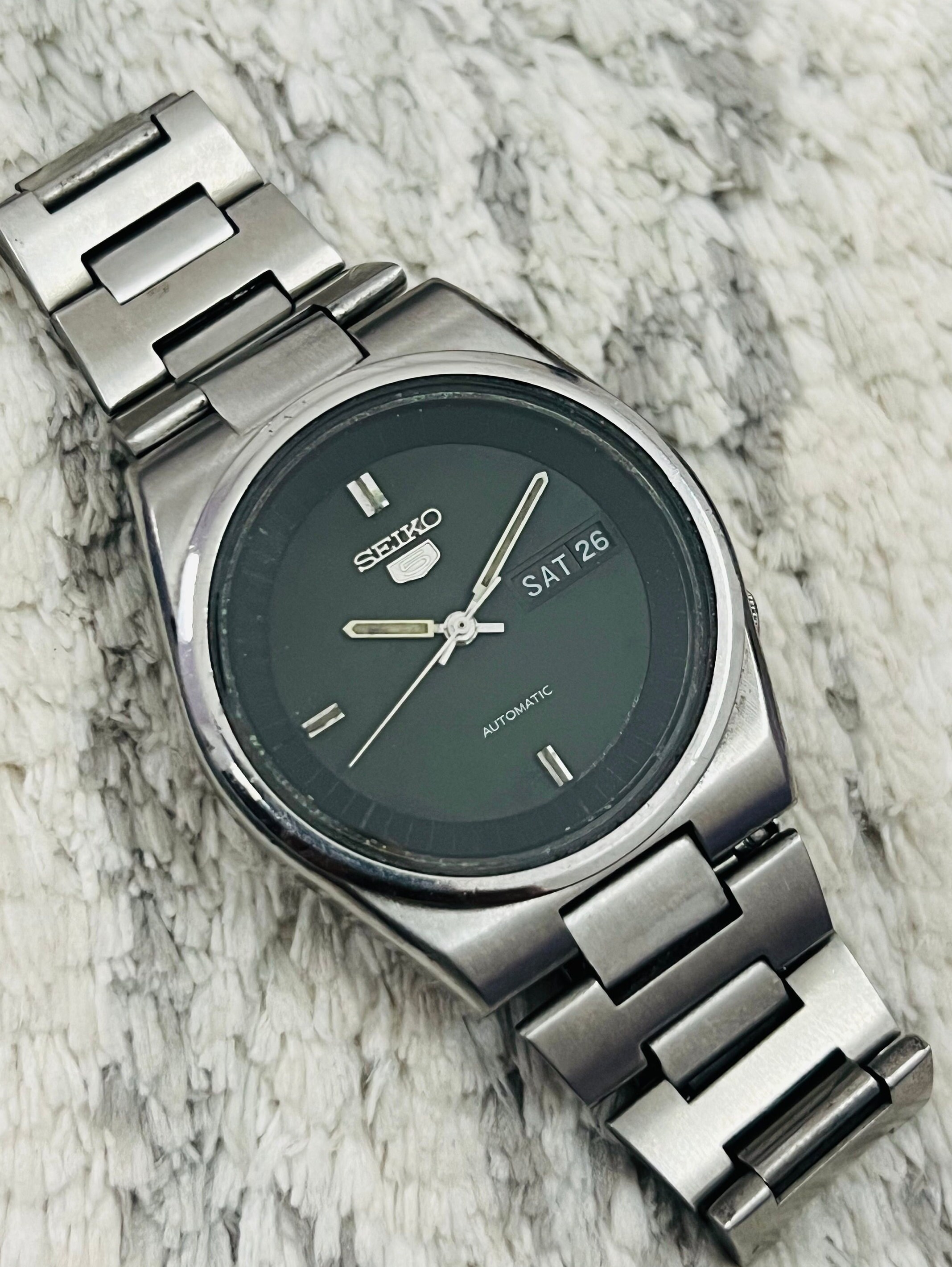 Vintage Seiko 5 Automatic Movement No.6309-611a Black Dial Day