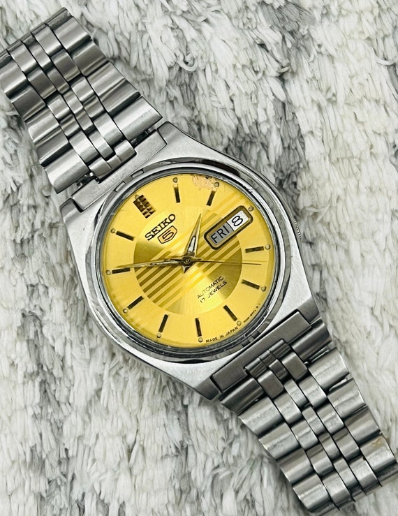 ジャンク SEIKO セイコー 5 ファイブ 7009-3170 ゴールド Vintage Seiko Mens Stainless Steel Automatic Day/date Watch