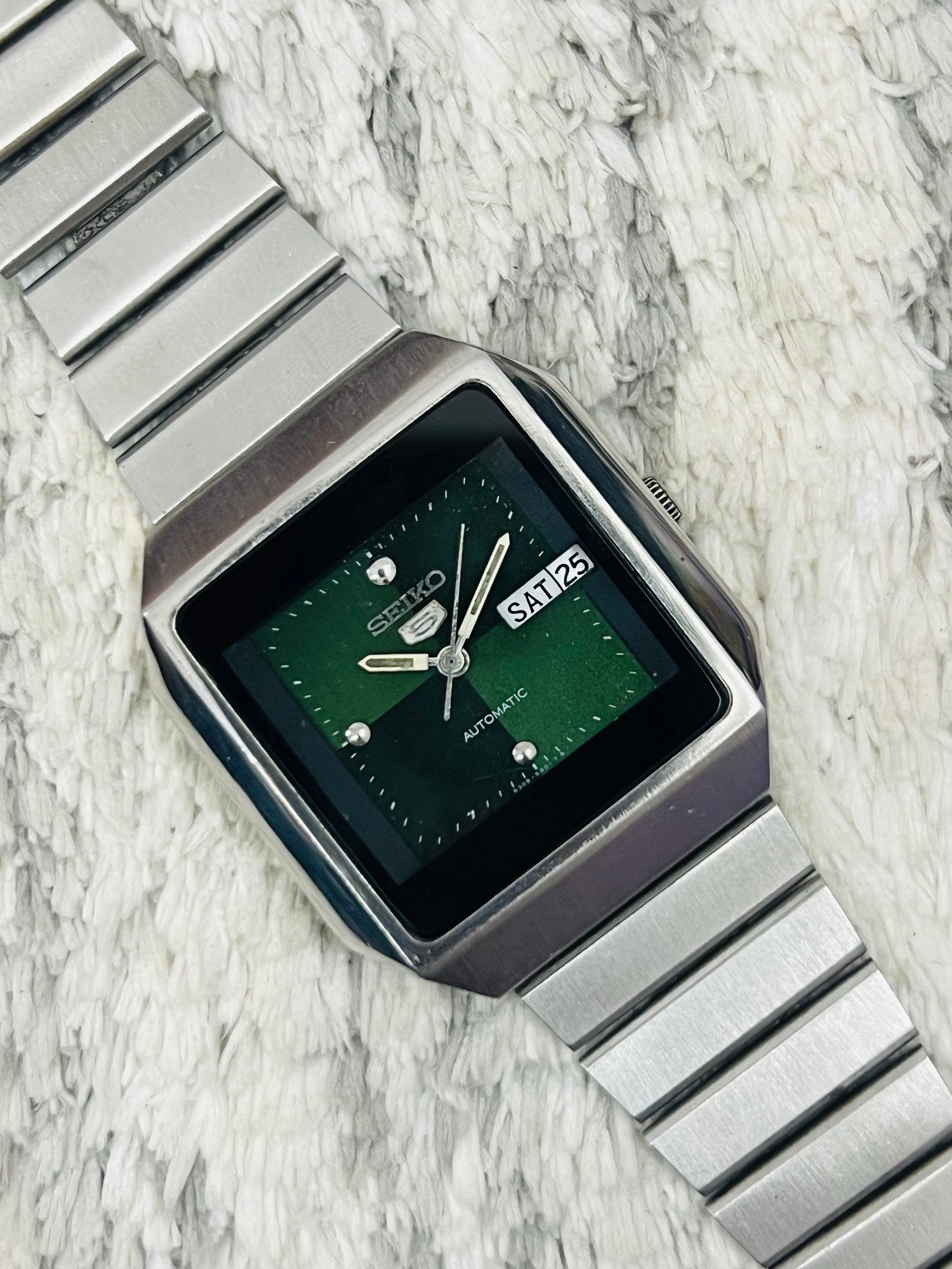 【稼働品】SEIKO セイコー　クォーツ　腕時計　6530-5450 Vintage Seiko 5 Automatic Movement No.6309-5450 Green Dial Square