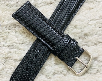 Bracelet Montre Crocodile Noir Véritable ZRC - 20mm, Occasion, Modèle 8356