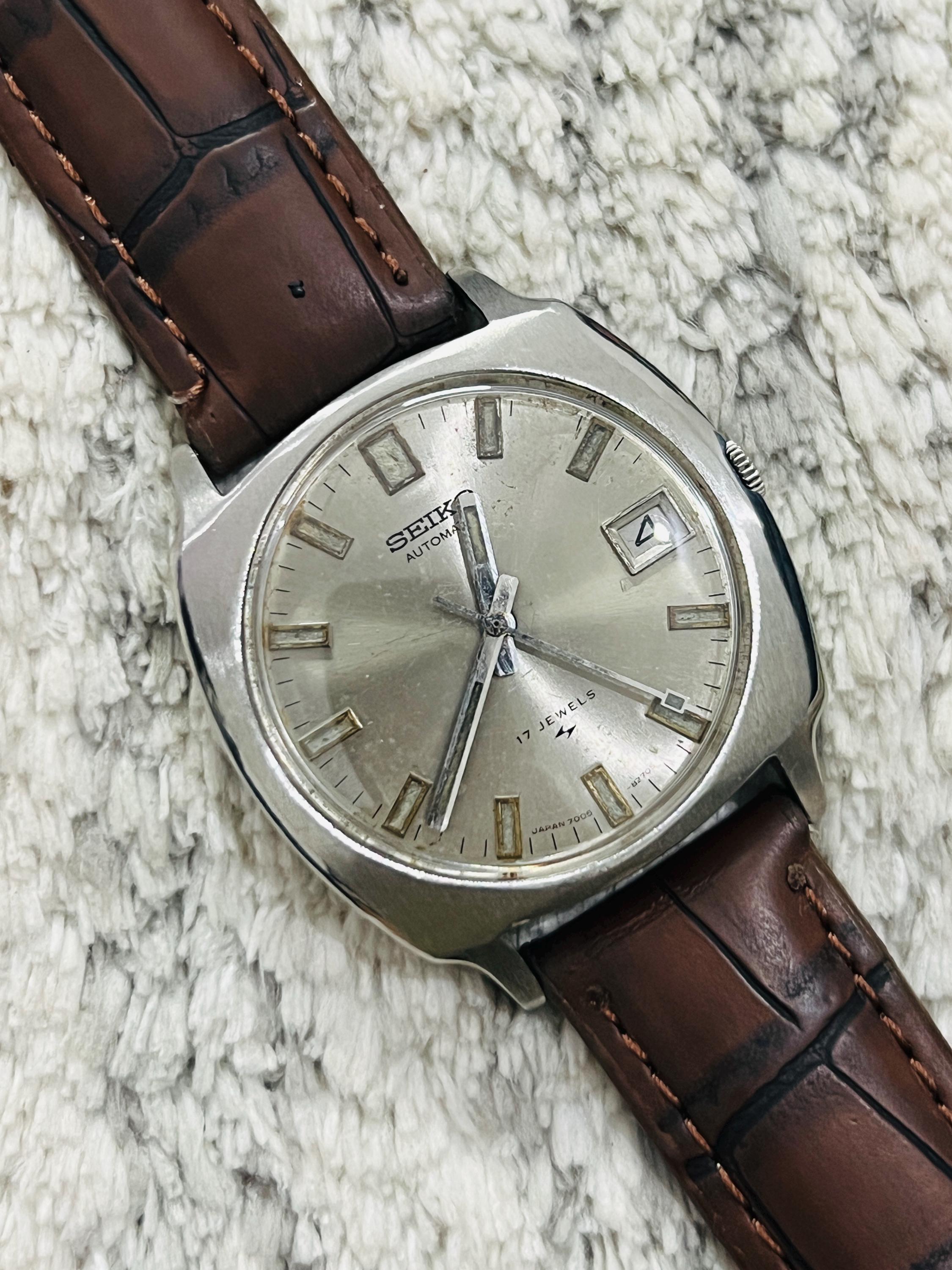 Vintage 1980s Seiko Automatic 17jewels Grey Dial @date Men's Wrist