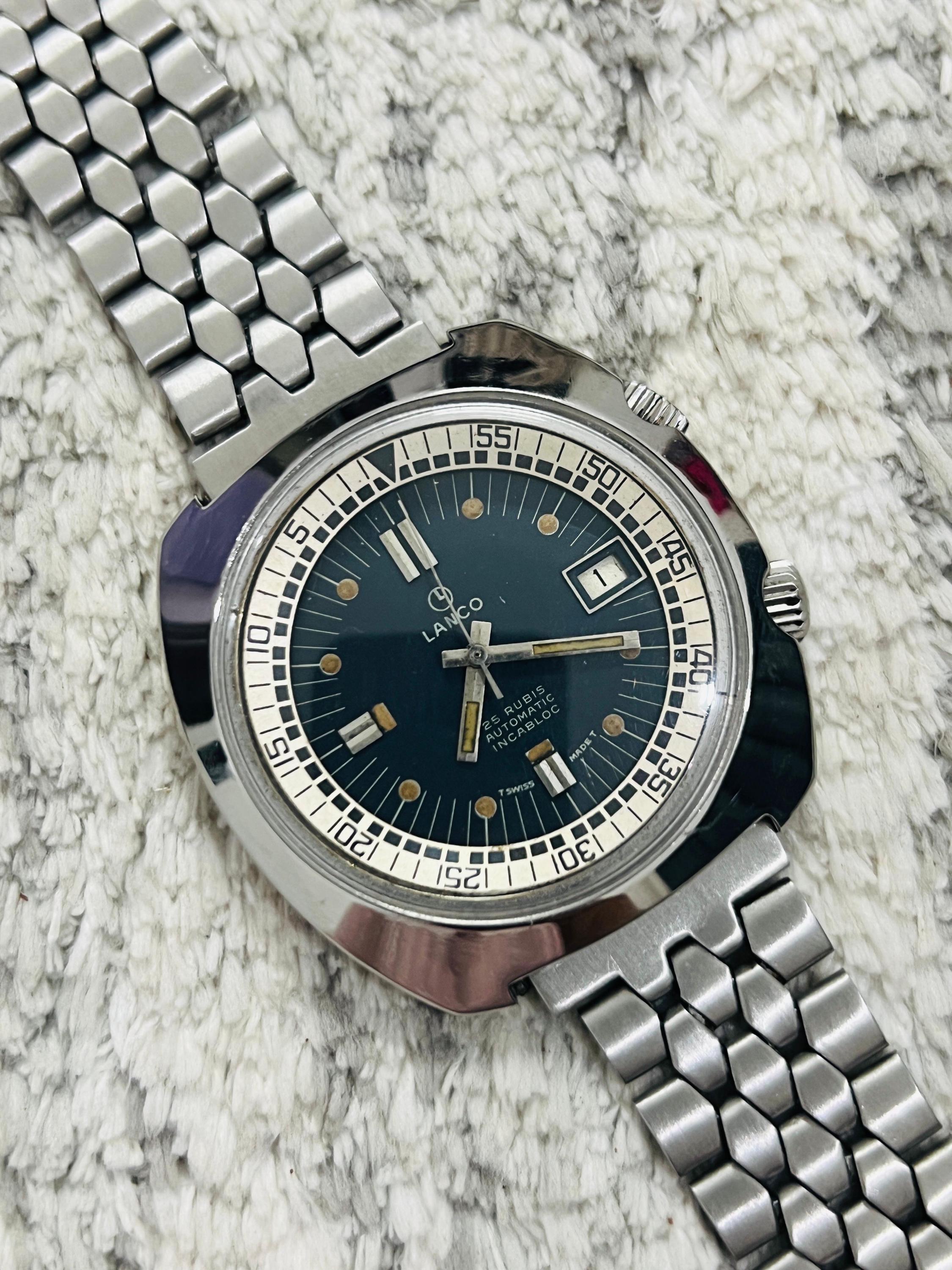 Vintage LANCO Super Compressor Dive Watch – Swiss Automatic – 200m
