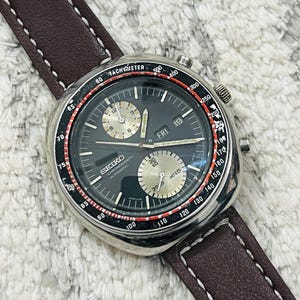 Vintage Original Seiko UFO Chronograph Automatic Black Dial Date/Day Japan Made Men&#39;s Wrist Watch~ Gift for him