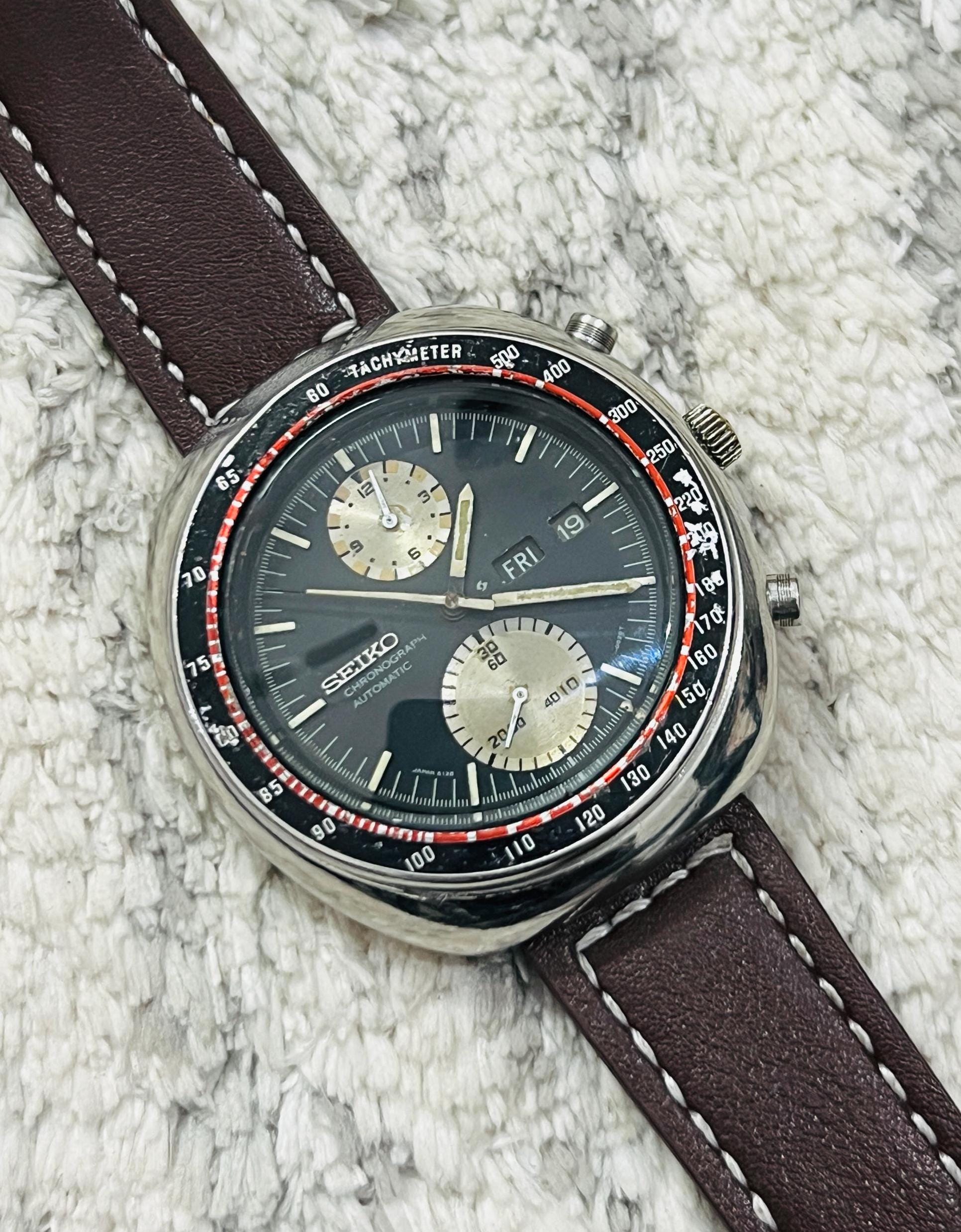 Vintage Original Seiko UFO Chronograph Automatic Black Dial Date