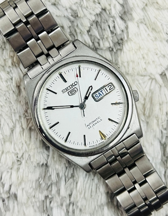 Vintage Seiko 5 Automatic Movement No.7s36-8180 White Dial
