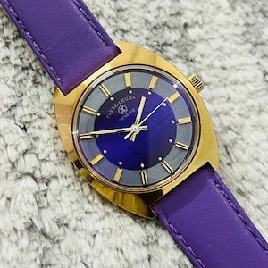 Vintage Favre Leuba Geneve Purple Dial Mechanical Handwinding 17Jewels Cal 101 Swiss Made Wrist Watch~ Swiss Made~ Gift for him/her
