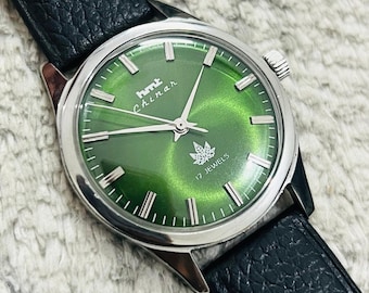 Vintage HMT Chinar Manual Winding Rare Green Dial 17Jewels Men’s Wrist Watch~ Mechanical Watch~ Gift for him/her