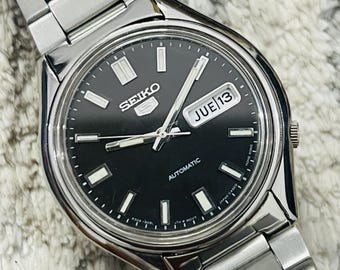 Vintage Style Seiko 5 Black Dial 7S26-0440 Automatic 21 Jewels for