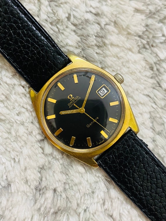 Omega black dial vintage sale