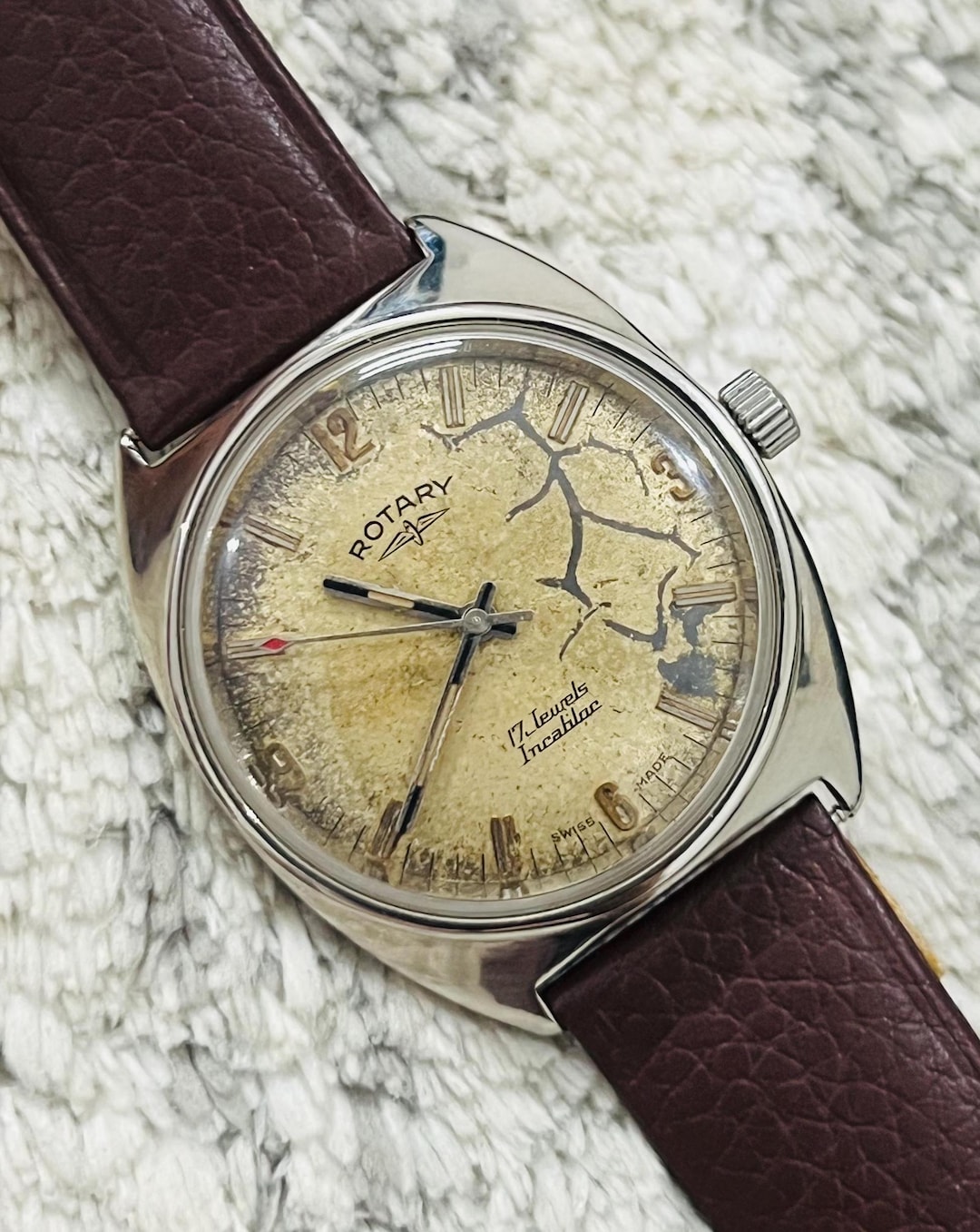 Vintage 1980s Rotary 17jewels Incabloc Vintage Dial Automatic