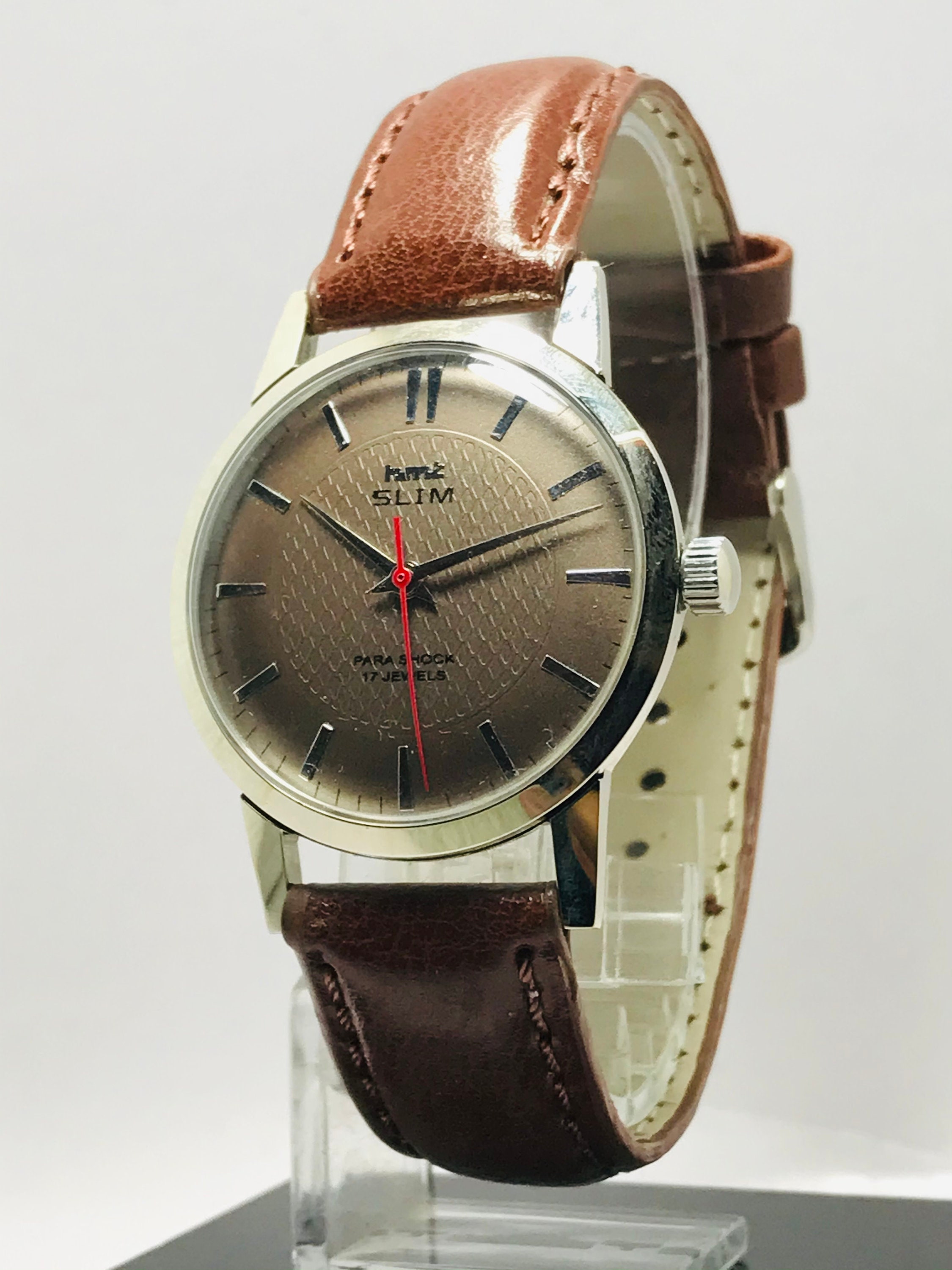 HMT Slim BROWN Dial Vintage wrist watch mechanical watch for Etsy