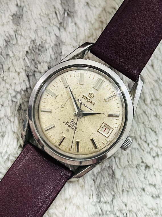 Vintage 1980s Titoni Airmaster 25 Jewels Rotomatic Silver Dial
