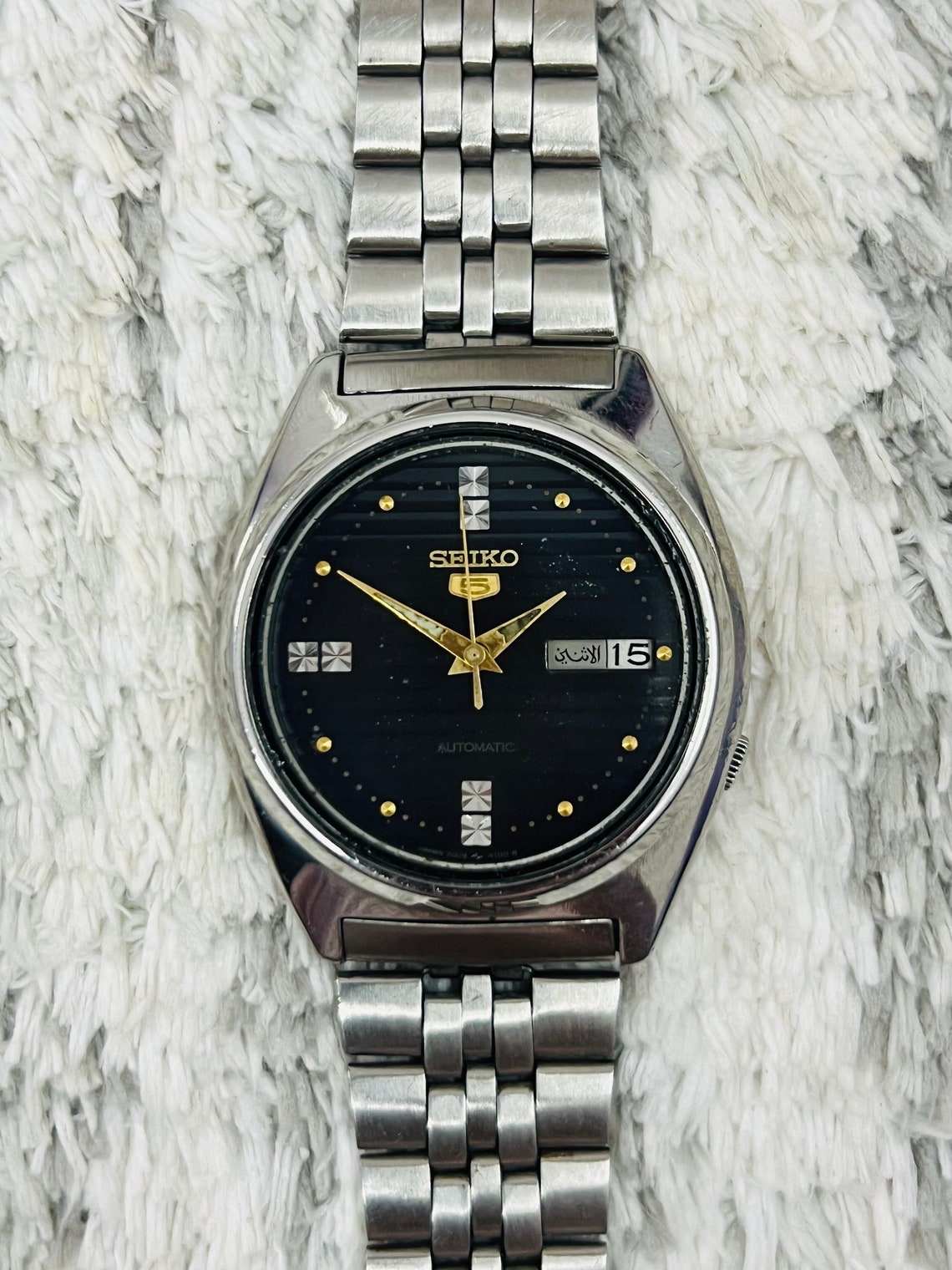 Vintage Seiko 5 Automatic Movement No.7009-8330 Black Dial Day/date ...