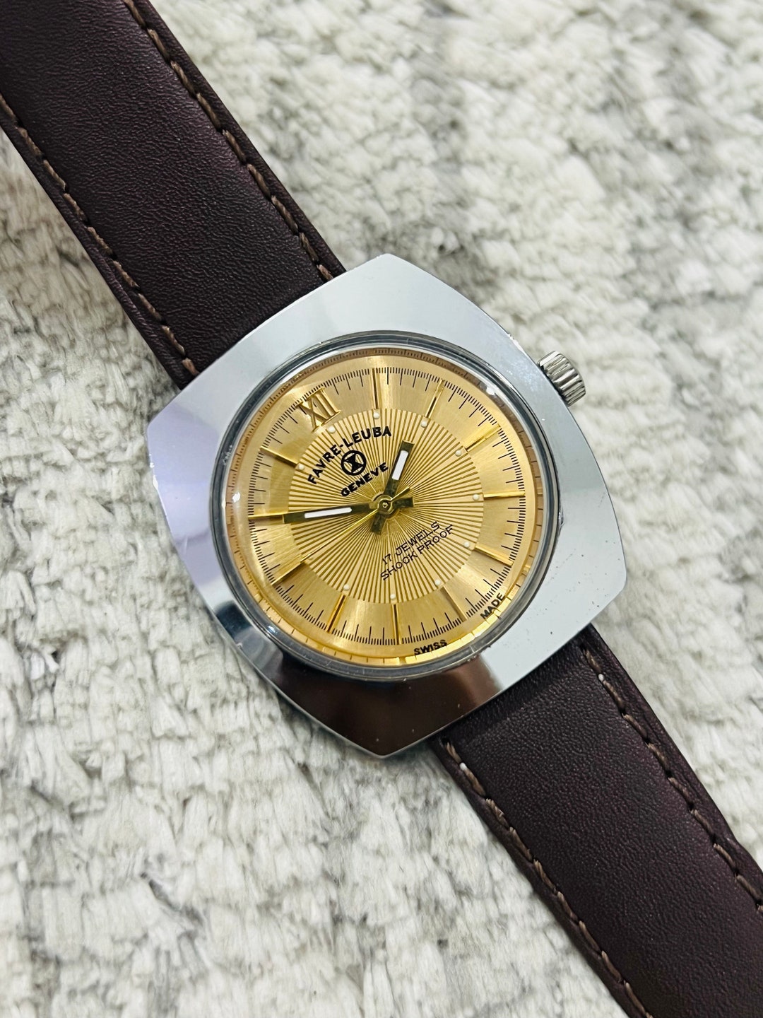 時計 Vintage Watch FAVRE-LEUBA SANDOW Cal.101 Vintage Favre Leuba Sandow Black Dial Mechanical Handwinding