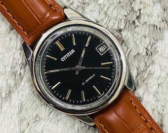 ヴィンテージ CITIZEN 自動巻き時計 黒文字盤 21 jewels ヴィンテージ シチズン 機械式 自動巻き 日付/曜日 21 宝石 日本