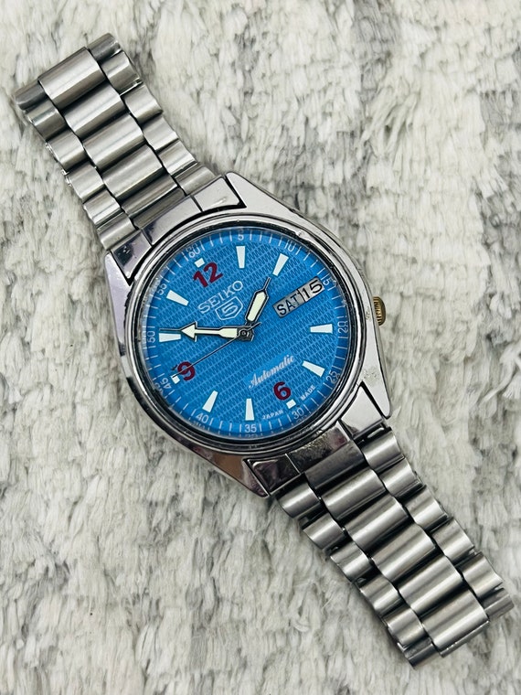 Vintage Rare Seiko 5 Automatic Blue Dial Movement No.7009-3160 Day