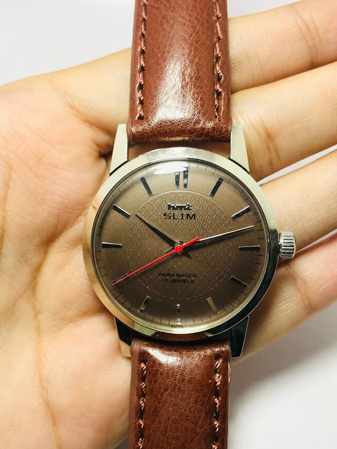 HMT Slim BROWN Dial Vintage wrist watch mechanical watch for Etsy