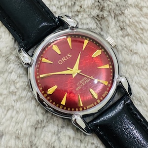 ORIS 手巻き 腕時計 アンティーク ヴィンテージ レッドベルト Rare Vintage ORIS Red Dial Hand Winding FHF Movement ST-96 Swiss
